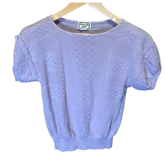 Vintage 90s Keneth Too Purple Short Sleeved Pullover Sweater Sz M - Picture 1 of 9